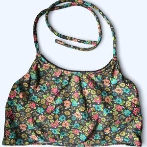 Multi-coloured Women’s Floral Preppy Cute Pink Blue Bikini Halter Top XS-Small